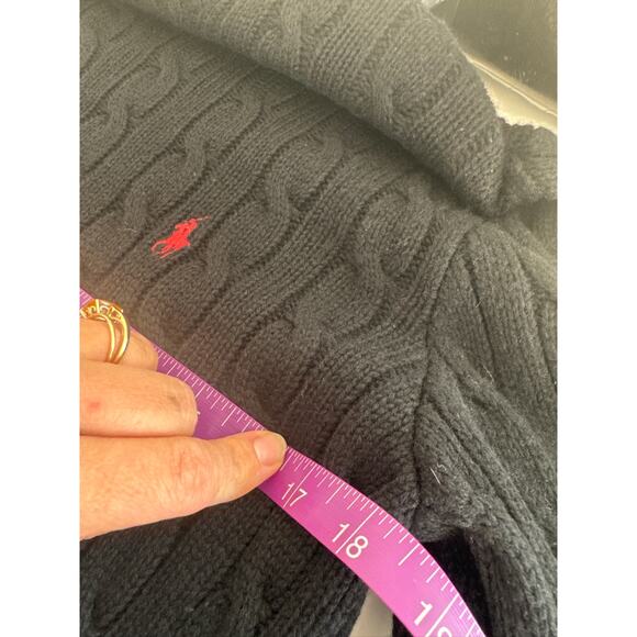 Ralph Lauren Vintage Classic Chic Cable Knit Wool Cashmere Sweater - Black, LG - Picture 5 of 6